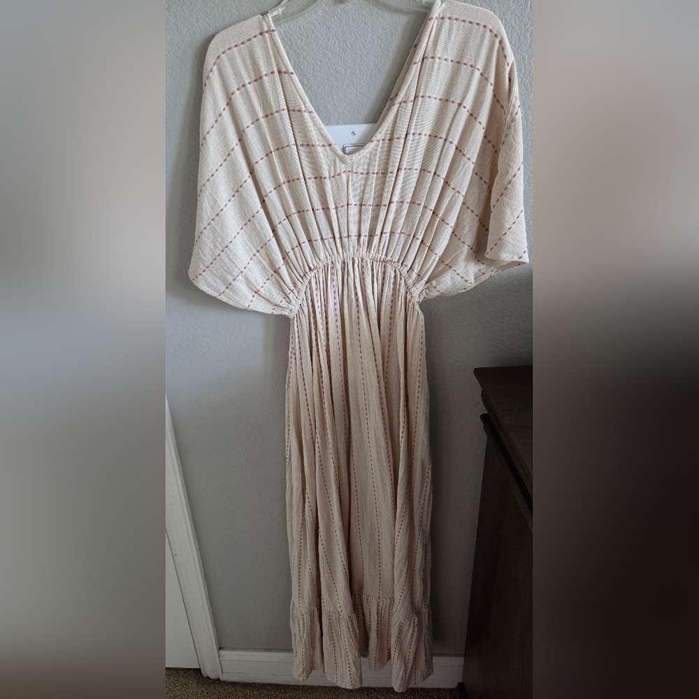 Elegant Cream Striped Dress